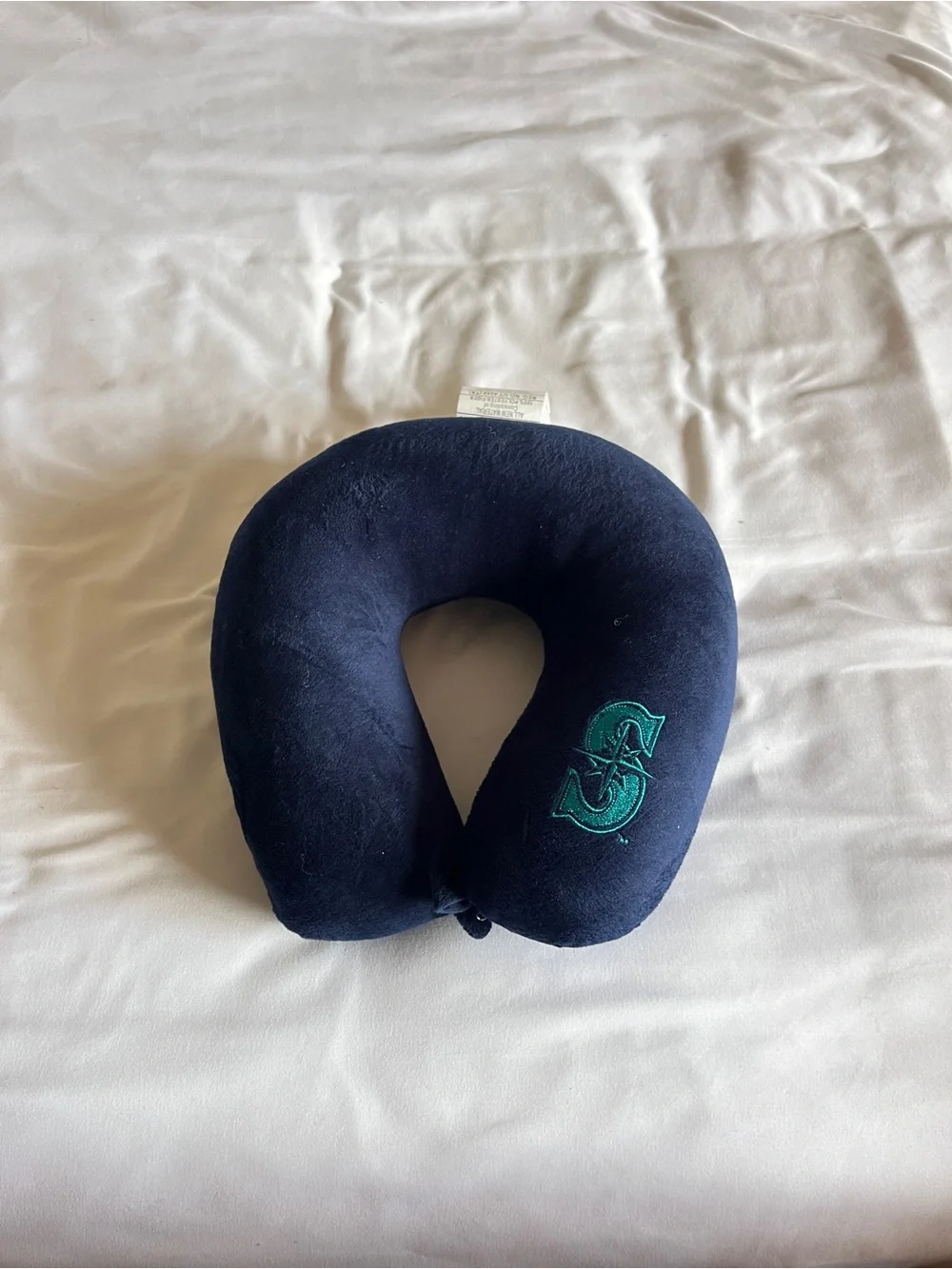 Seattle Mariners Navy Plush Blue Travel Neck Pillow Snap Closure 10
